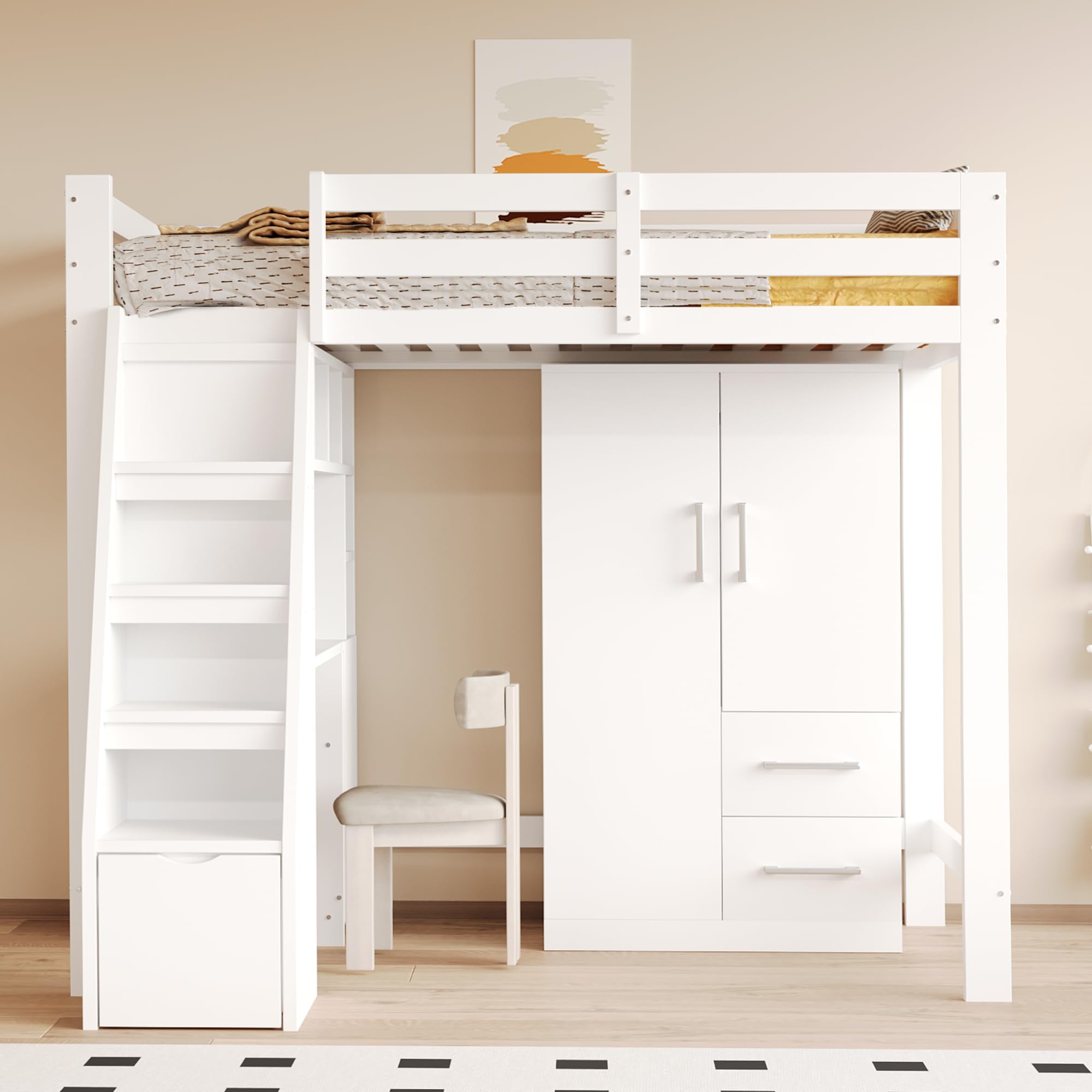 Armadio Bambini 2 Ante Legno 70x40x135 cm Bianco