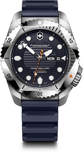 Victorinox Stainless Steel Dive Pro,Automatic Swiss Made Men’s Analog Watch,Blue Dial,43 Mm,300M Water Resistant,Sellita Sw 200-1 Movement,Blue Rubber Strap,Wrist Watch For…