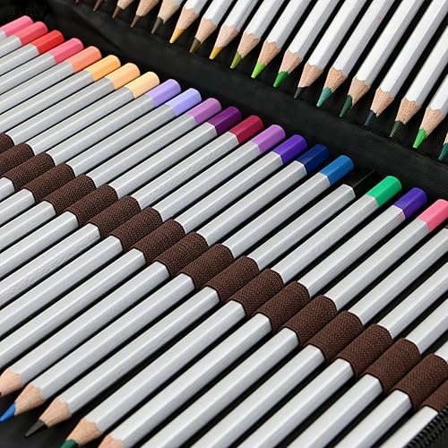 Miniatura 5 de BTSKY estuche de lienzo portátil con cierre, colorido, para lápices, capacidad para 72 lápices. súper largo, para lápices acuarela, Negro nuevo