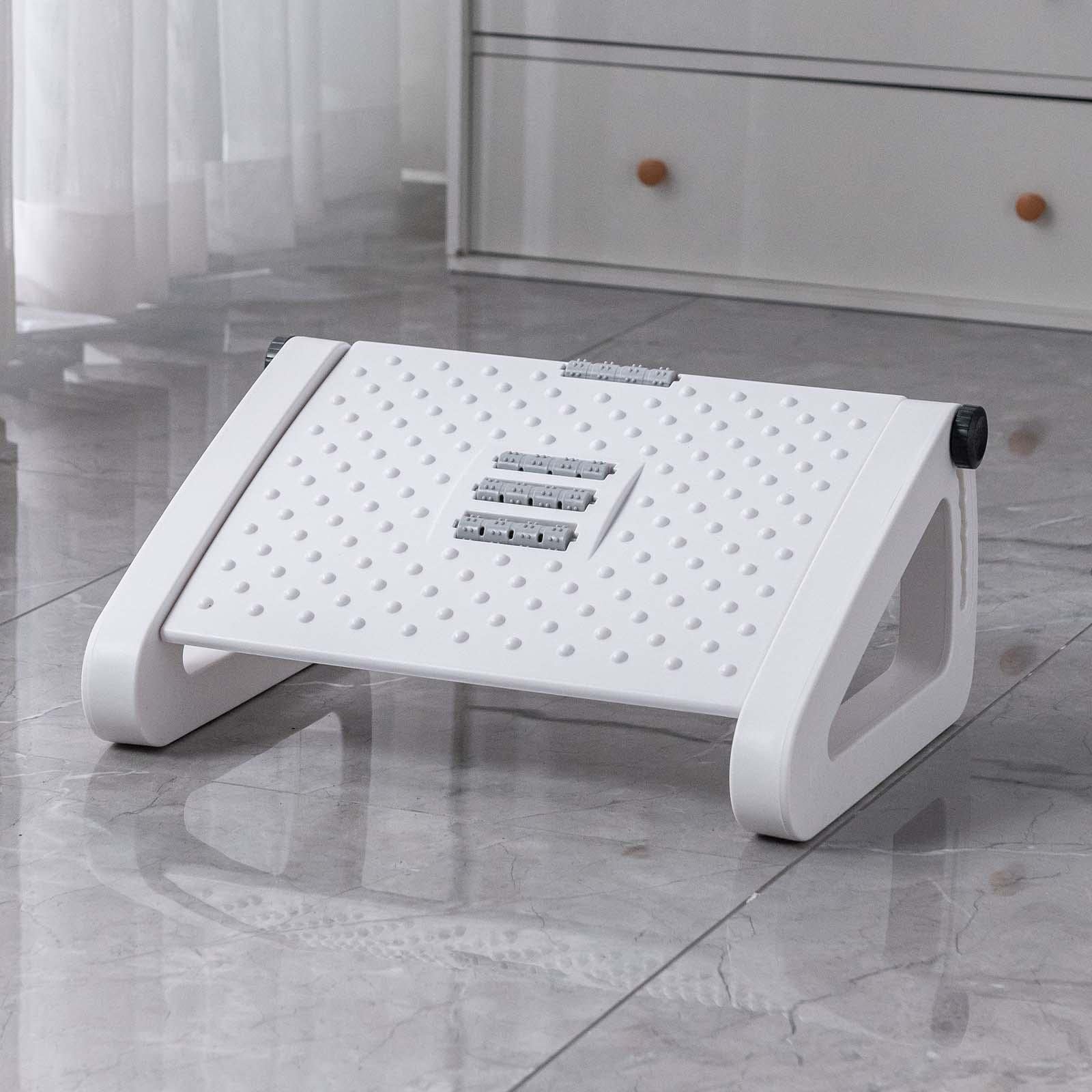 Colcolo Fußstütze unter dem Schreibtisch, Nachttisch-Tritthocker mit Massagefunktion, Rutschfester Fußhocker, Hochstuhl-Fußstütze für Zuhause, Flugzeug, Weiß