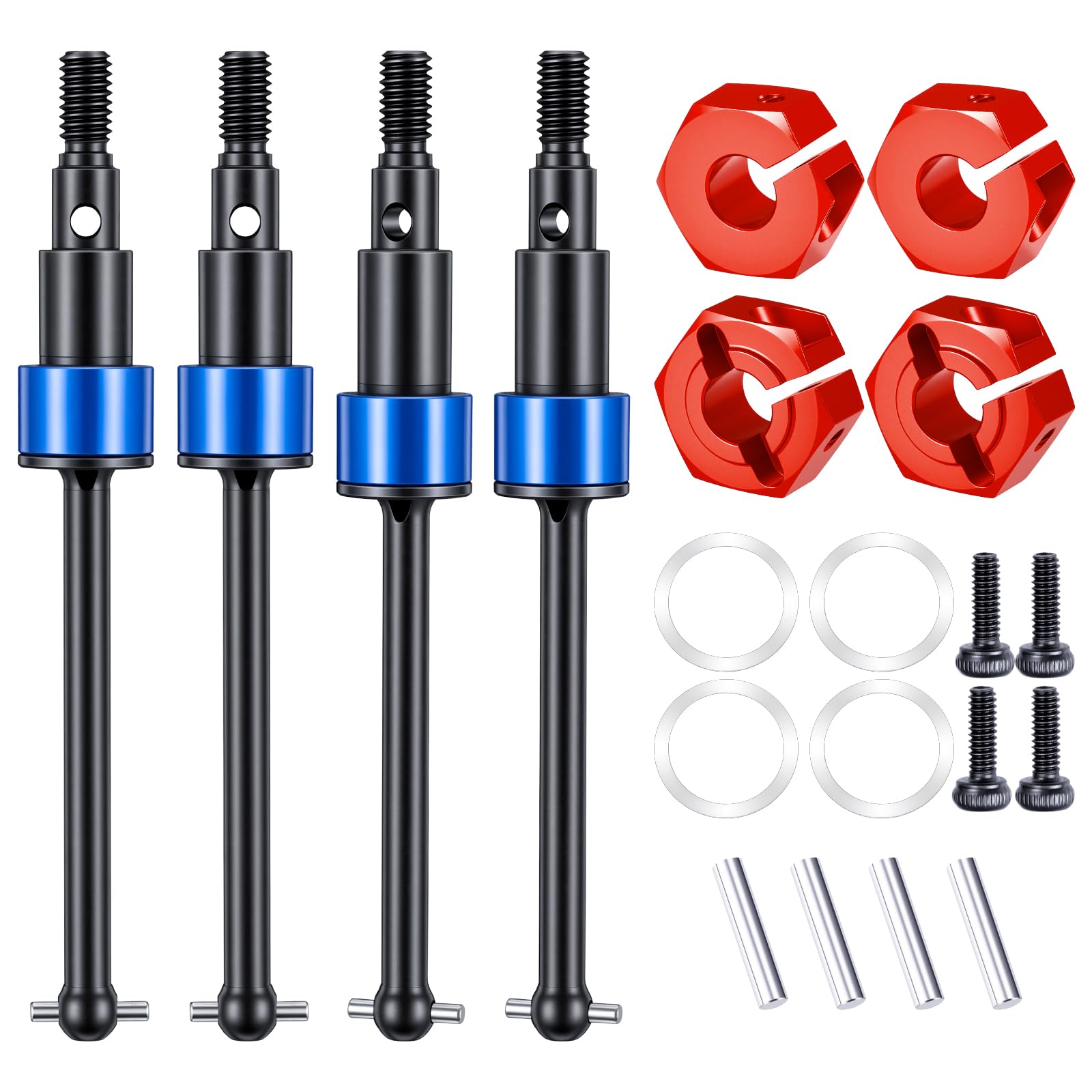 AXspeed Steel CVD Driveshafts with Hex Adapter for 1:14 ARRMA Mojave GROM (Red)