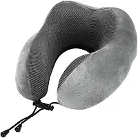 Almofada Travesseiro de Pescoço Para Viagem Descanso Viscoelástica Ajustável Ergonômico Carro Avião Onibus (Cinza)