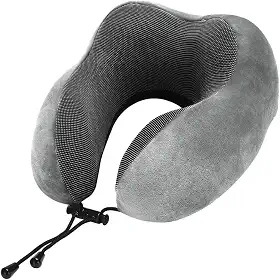 Almofada Travesseiro de Pescoço Para Viagem Descanso Viscoelástica Ajustável Ergonômico Carro Avião Onibus (Cinza)
