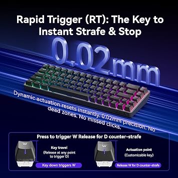 DIERYA DK68-C 60% Gaming HE Keyboard, Magnetic Switch Hot Swappable, Rapid Trigger, Adjustable Actuation, 8000Hz Polling Rate, RGB Backlit, Compact 68 Keys for Windows PC, Wired, Black