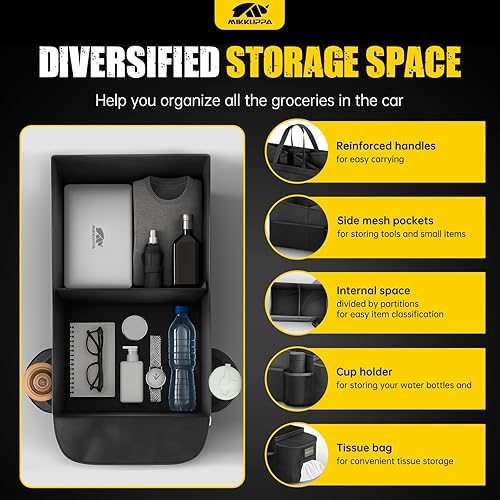 Miniatura 3 de MIKKUPPA Organizador de asiento de automóvil, organizador de asiento delantero y trasero con caja de pañuelos y soporte para tazas, caja de