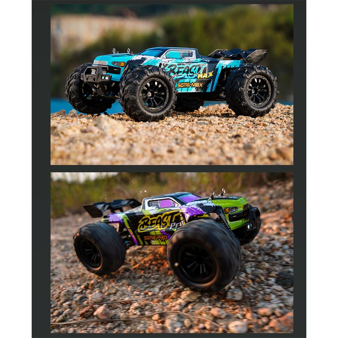 Samochód terenowy RC w skali 1/18, SG116MAX, szybki amfibia, 4WD RC, ciężarówka terenowa ze światłami LED, zdalnie sterowana ciężarówka dla dorosłych (wersja bezszczotkowa)