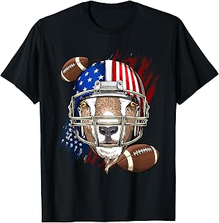Goat American Football Goat Lovers USA Flag T-Shirt