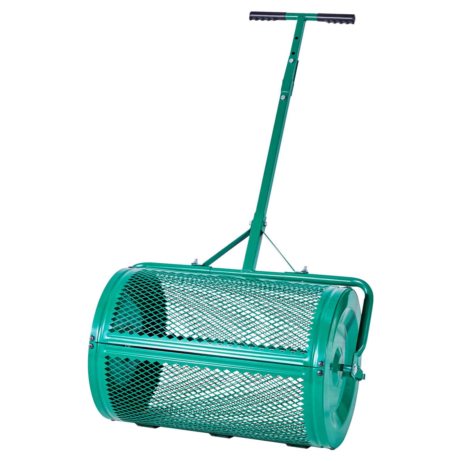 VEVOR Spandiconcime a Rullo per Torba, 67 x 41 cm con Maniglia di Spinta, 4 Altezze Regolabili, Rullo per Torba da Giardino in Acciaio Verniciato a Polvere, per Semi di Erba per Piantagione e Semina