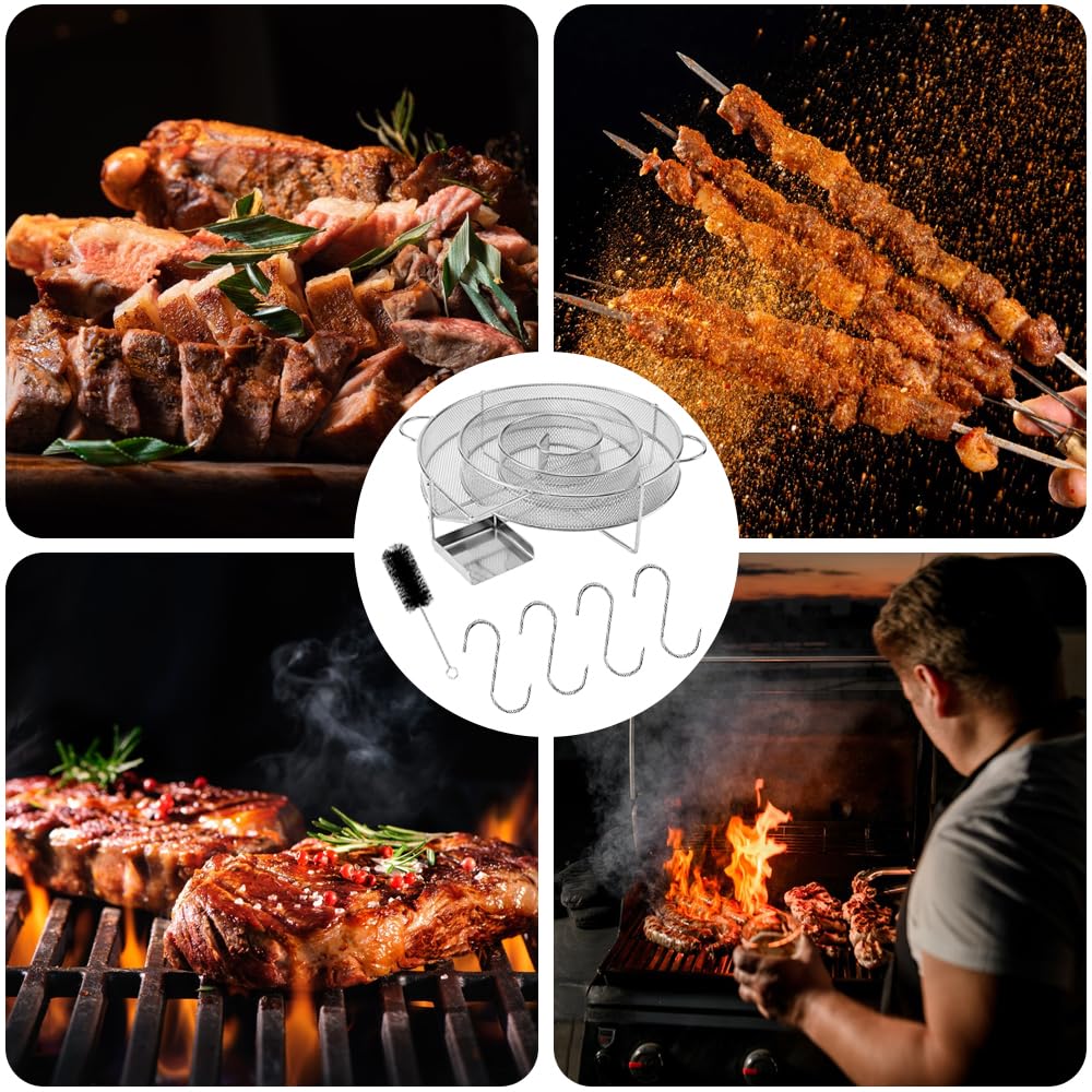 Générateur de Fumée Froide, Generateur Froide, BBQ Fumoir, Gril-Fumoir Acier Inoxydable, Générateur Fumée avec Brosse et Crochets, Idéal pour Fumer de la Viande, du Poisson, BBQ