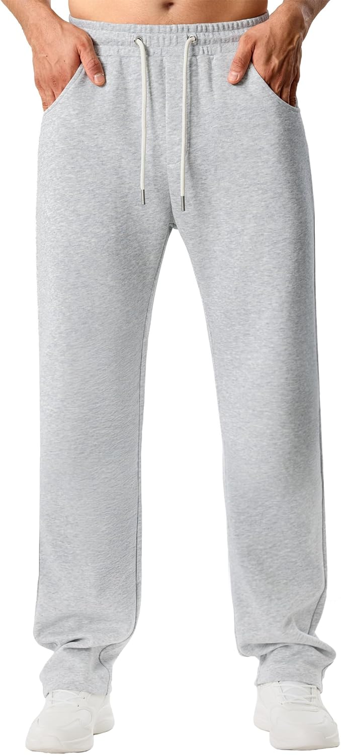 Mens Baggy Sweatpants Wide Leg Jogging Casual and Drawstring Open Bottom Sports Pants with Pockets