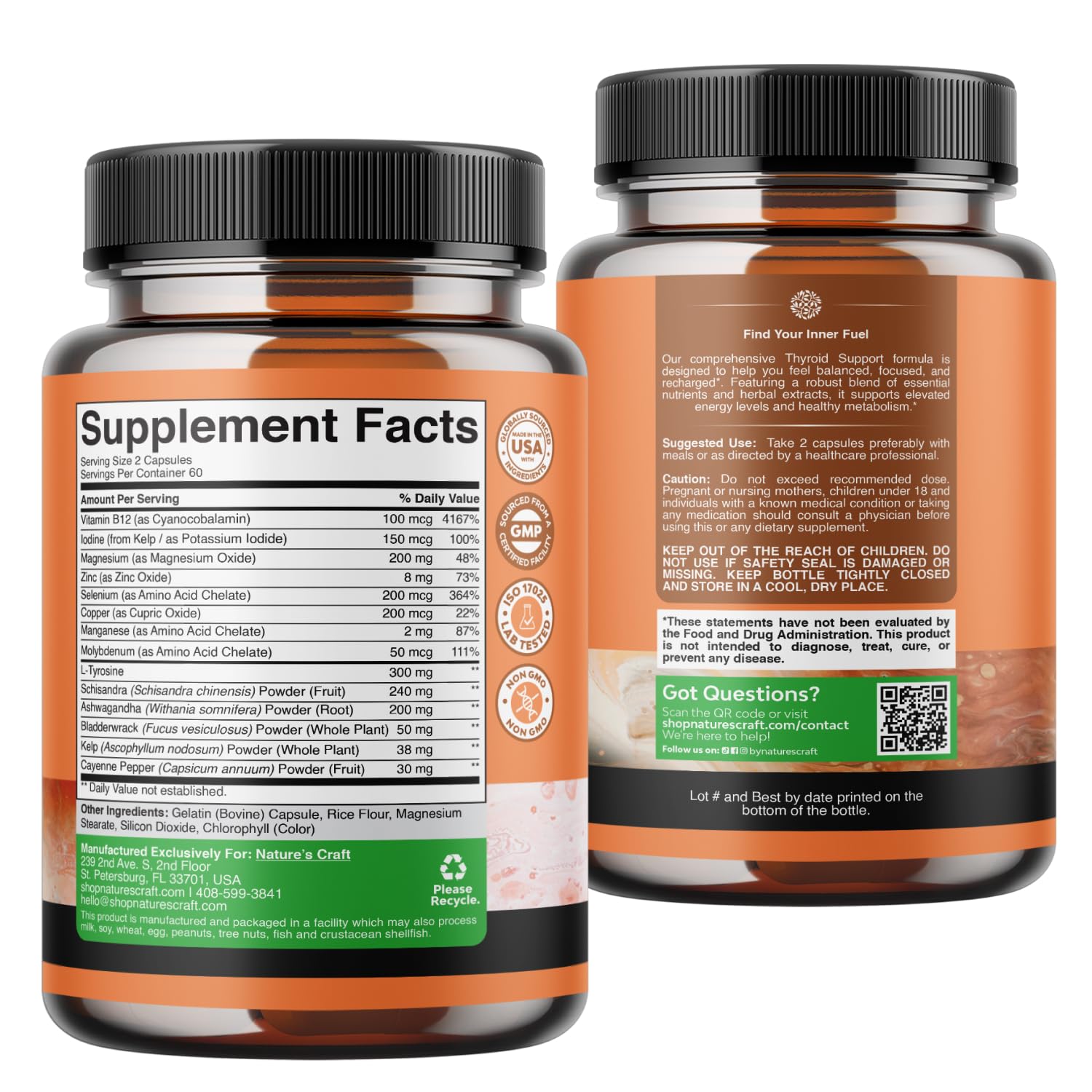 Thyroid Support for Women and Men - Iodine Supplement with Selenium -120 Ct — Amazon image 7