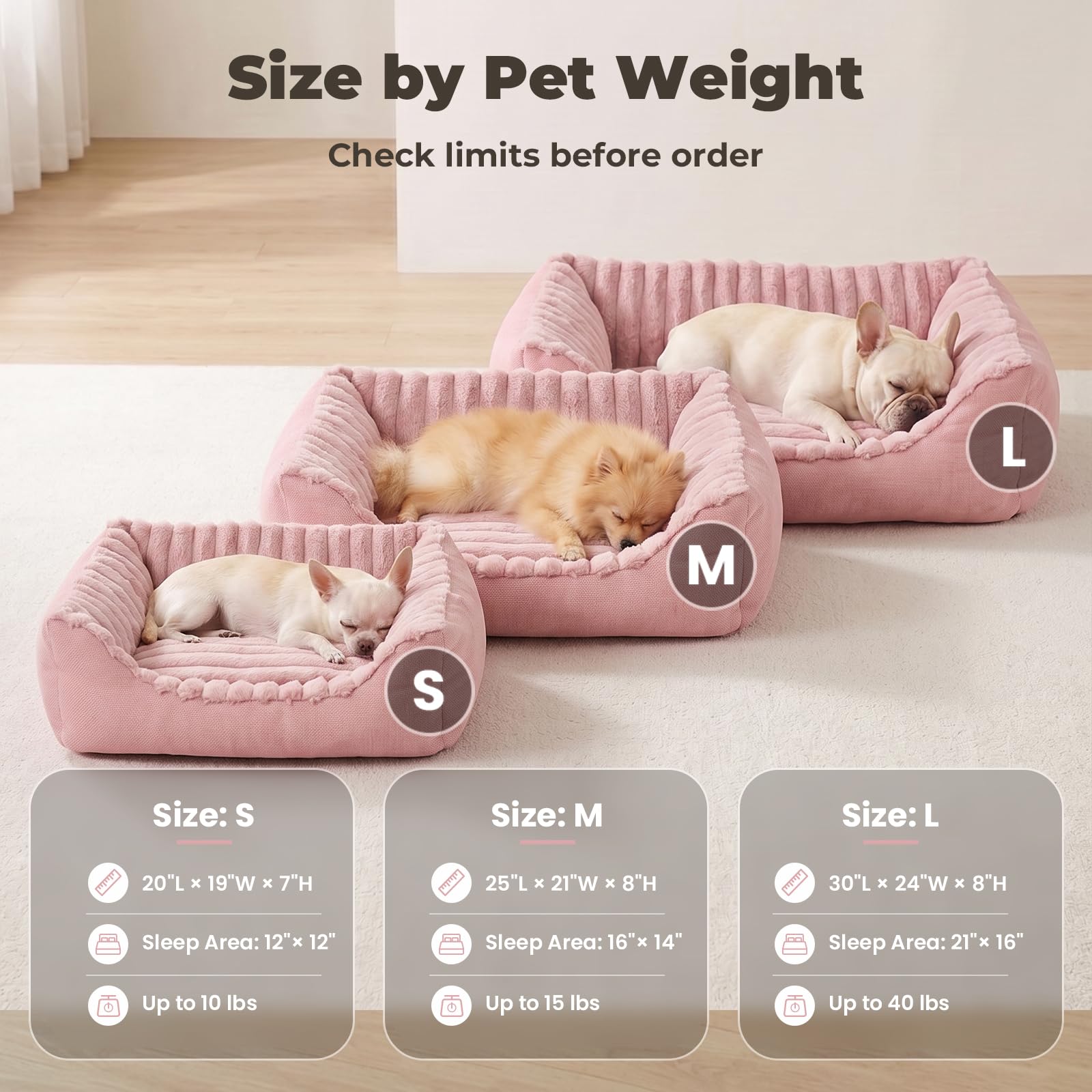 Avont Cuccia Cane Interno, Cuccia per Animali Domestici con Fondo Antiscivolo e Cuscino Rimovibile, Lavabile, per Cuccioli di Piccola e Pedia Taglia, Rosa (S)
