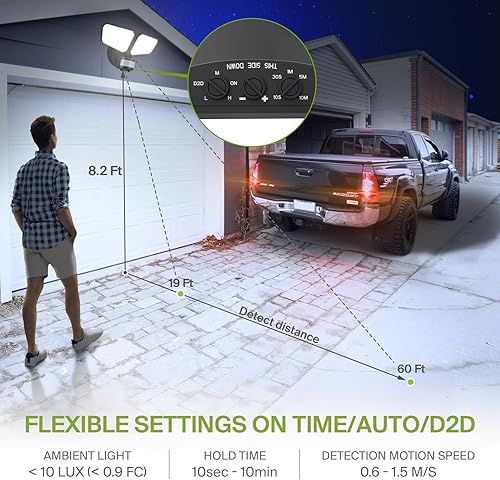 Miniatura 8 de ASD Reflector LED de seguridad 2 cabezas cuadradas 20W 120V no regulable 27003000350040005000K con sensor de movimiento de 180 y fotocélula negro UL
