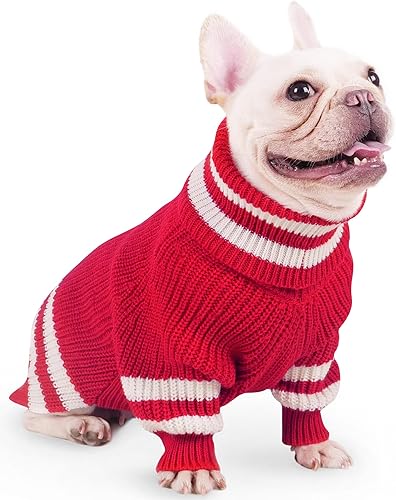 Miniatura 4 de JOYAHOO Suéter grande para perro, suéteres a rayas para perro, suéter de invierno para perros grandes, para niños y niñas, ropa cálida de disfraz de