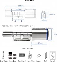 Vista 2 de Cerraduras de puerta inteligentes Huella dactilar IC Tarjeta clave Aplicación de teléfono celular Cerraduras electrónicas inteligentes para el hogar