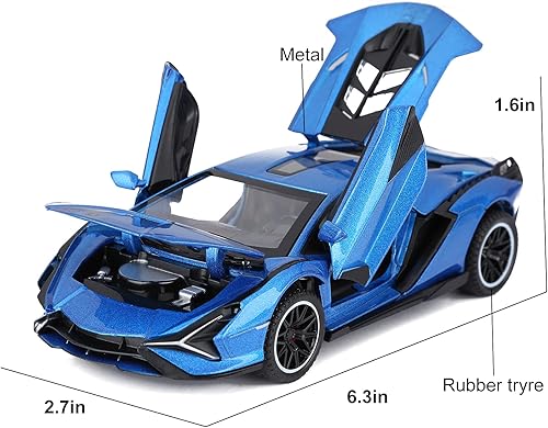 Miniatura 37 de SASBSC Toy Cars Lambo Sian FKP3 - Auto modelo de metal con luz y sonido, auto de juguete con retroceso para niños a partir de 3 años (verde militar)