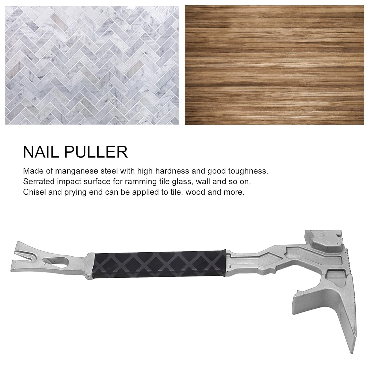 Claw Hammer Demolition Tool Manganese Steel Nail Puller Pry Bar for Prying Chiselling Knocking Multi-Purpose Use