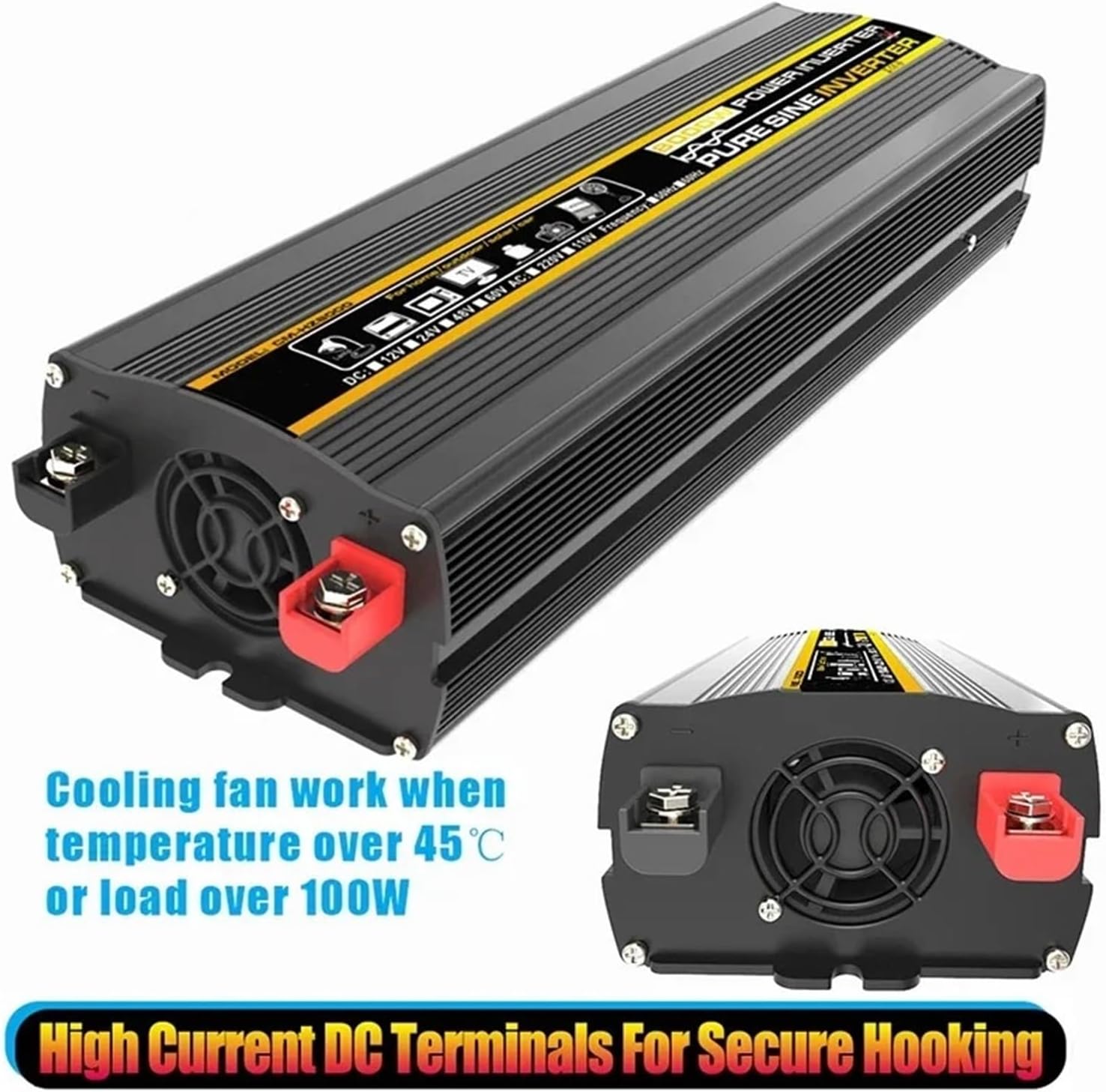 Inverter with Dual USB Charger 8000W 6000W 4000W 3000W DC 12V to AC 220V Voltage Converter Transformer(Peak Power 8000W,60hz 12V to 220V)