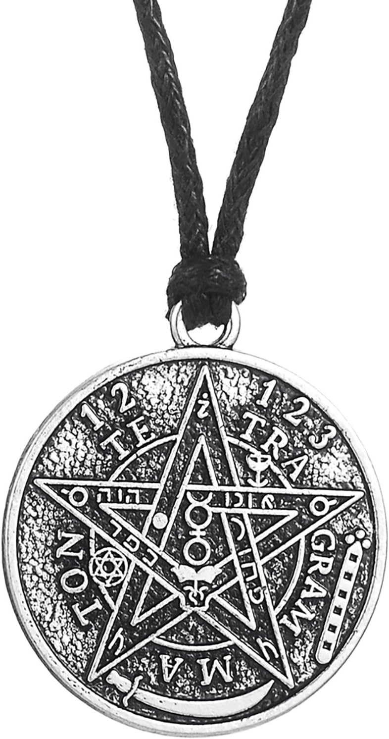 Ancient Hebrew Esoteric Tetragrammaton Pentagram Name of God Pendant Necklace Blessing Jewelry for Men