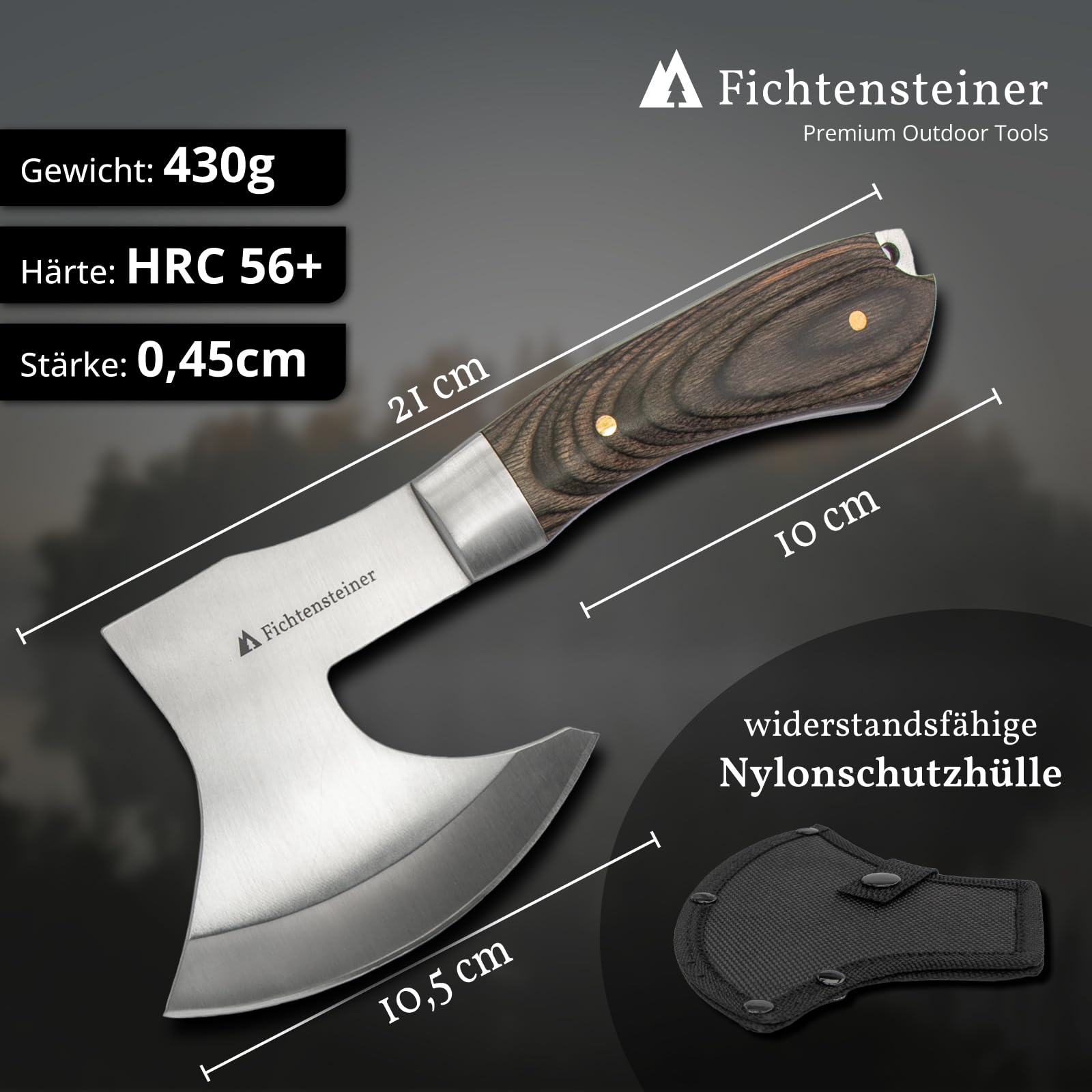 Camping Axt Alaska inkl. Geschenkbox - Beil für Camping, Jagen, Angeln, Wohnmobil, Outdoor, aus Edelstahl, super scharf, leicht, sehr robust - mit praktischer Tragehülle (Geschenkbox)