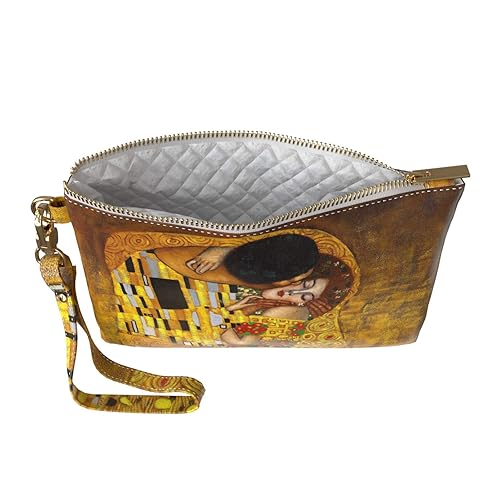 Miniatura 10 de Bolsa de maquillaje de 9.5 x 6 pulgadas, bolsa de almacenamiento, impresión de piel sintética, neceser con cremallera, estuche de viaje, reloj de