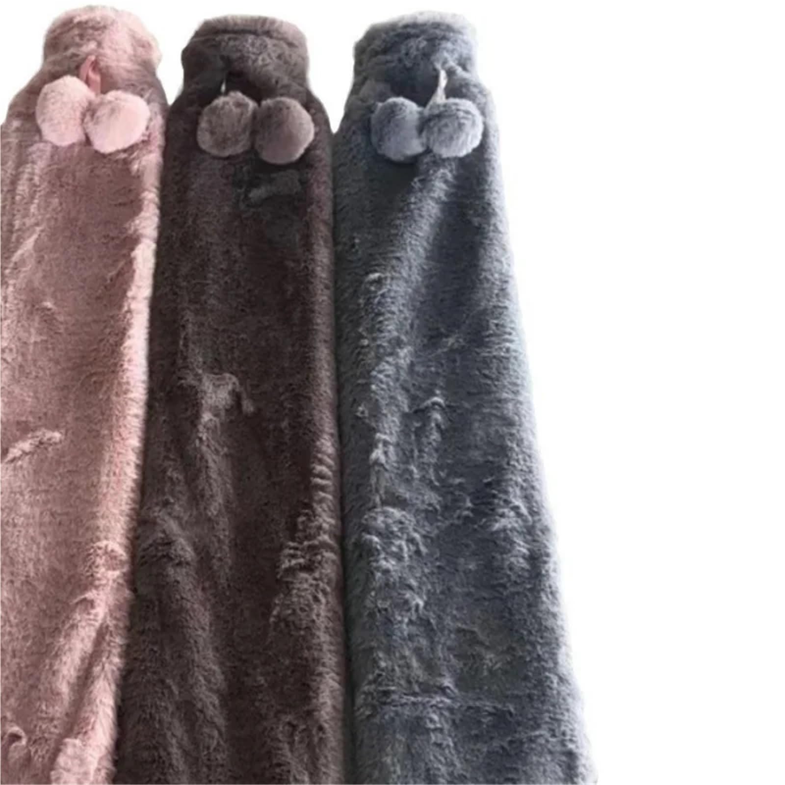 Termofor, 2 szt. Butelka z ciepłą wodą Pluszowa miękka okładka Ogrzewacz do rąk Naturalne ciepło 2L(Black)