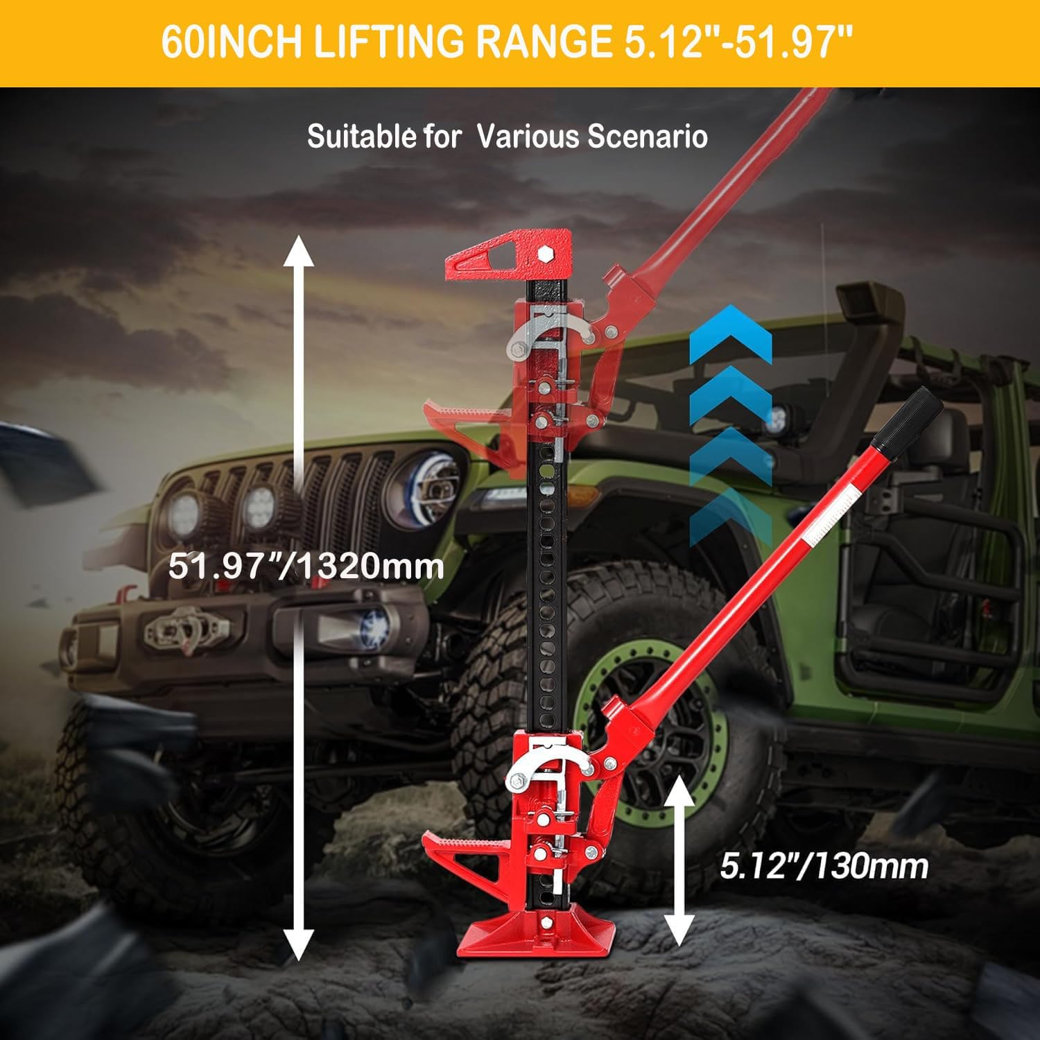 3 Ton High Lift Farm Jack 60 Inch-6600LBS Heavy-Duty Off-Road Jack, Universal Utility Farm Jacks for Tractor, Truck, SUV, ATV, UTV and Farms