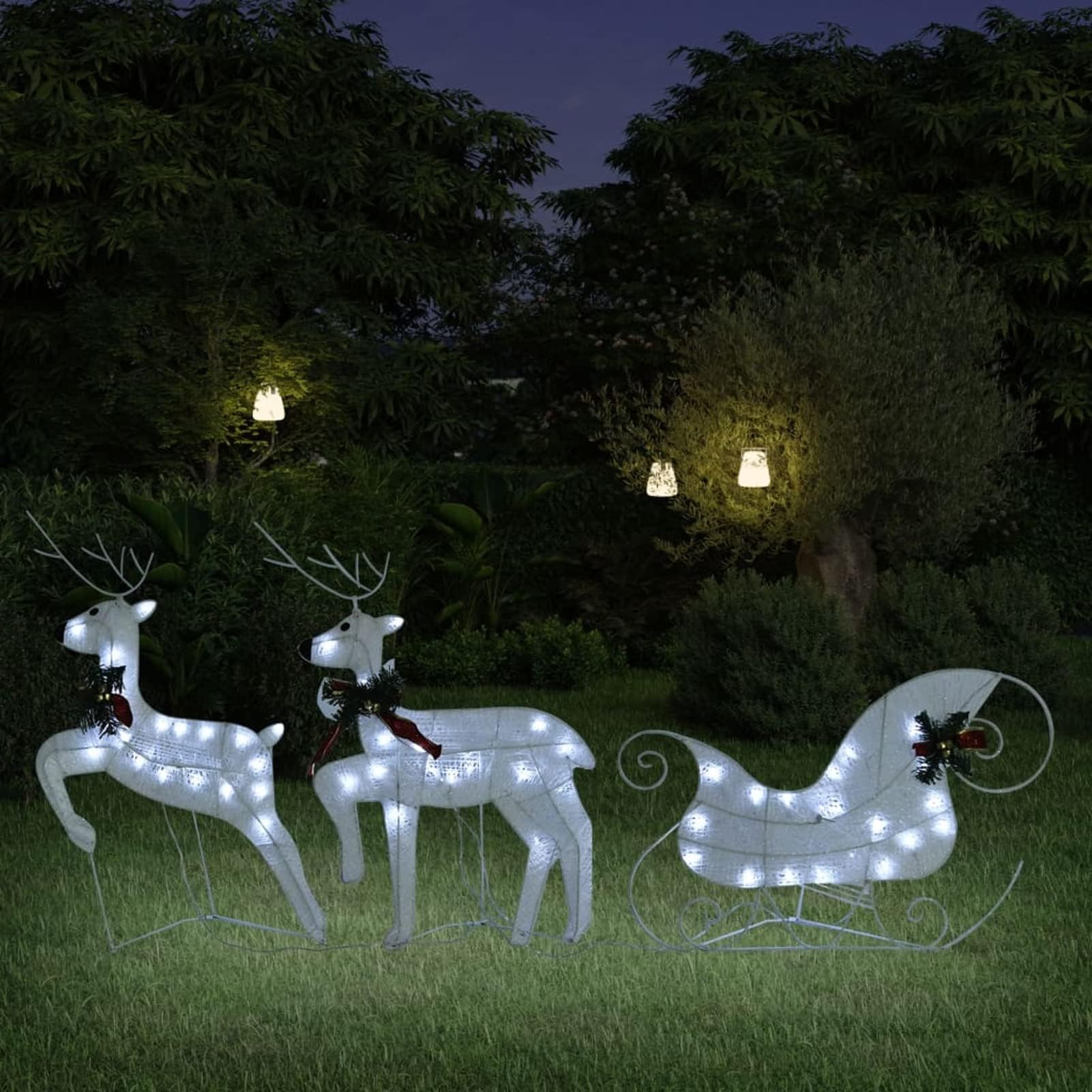 Festnight Reindeer & Sleigh Christmas Decoration Light Up Christmas Decorations Outdoor,Raindeer Christmas,Reindeer Lights Outdoor Christmas Decoration Outdoor White