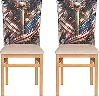 Vista 2 de 4th of July Independence Day White Warrior Bird Decorative Chair Protectors Covers for Retro Dining Chairs Removable Dorm Chair Cover Protector