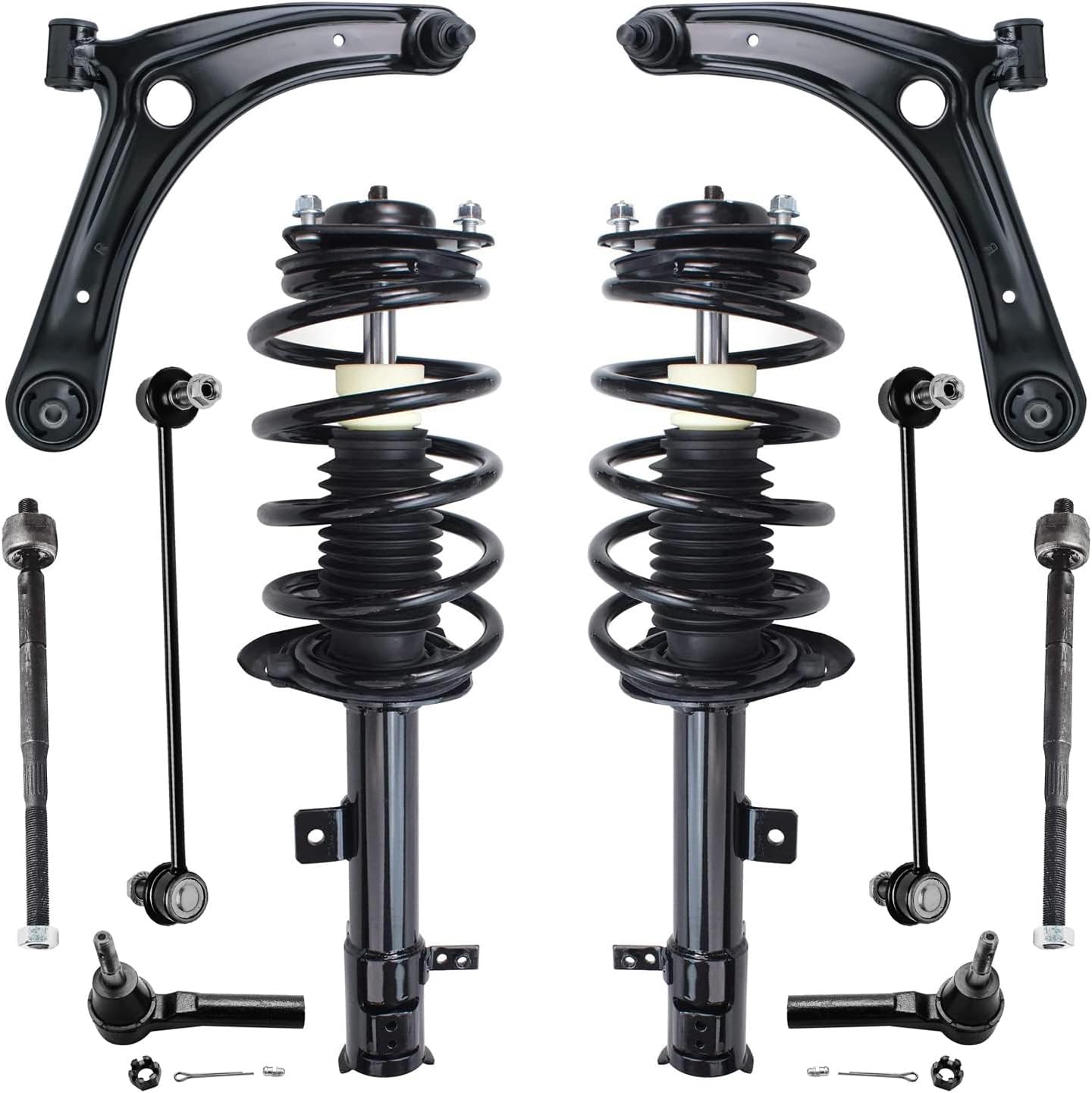 Detroit Axle 10‑Piece Front Suspension Kit with Struts and Control Arms