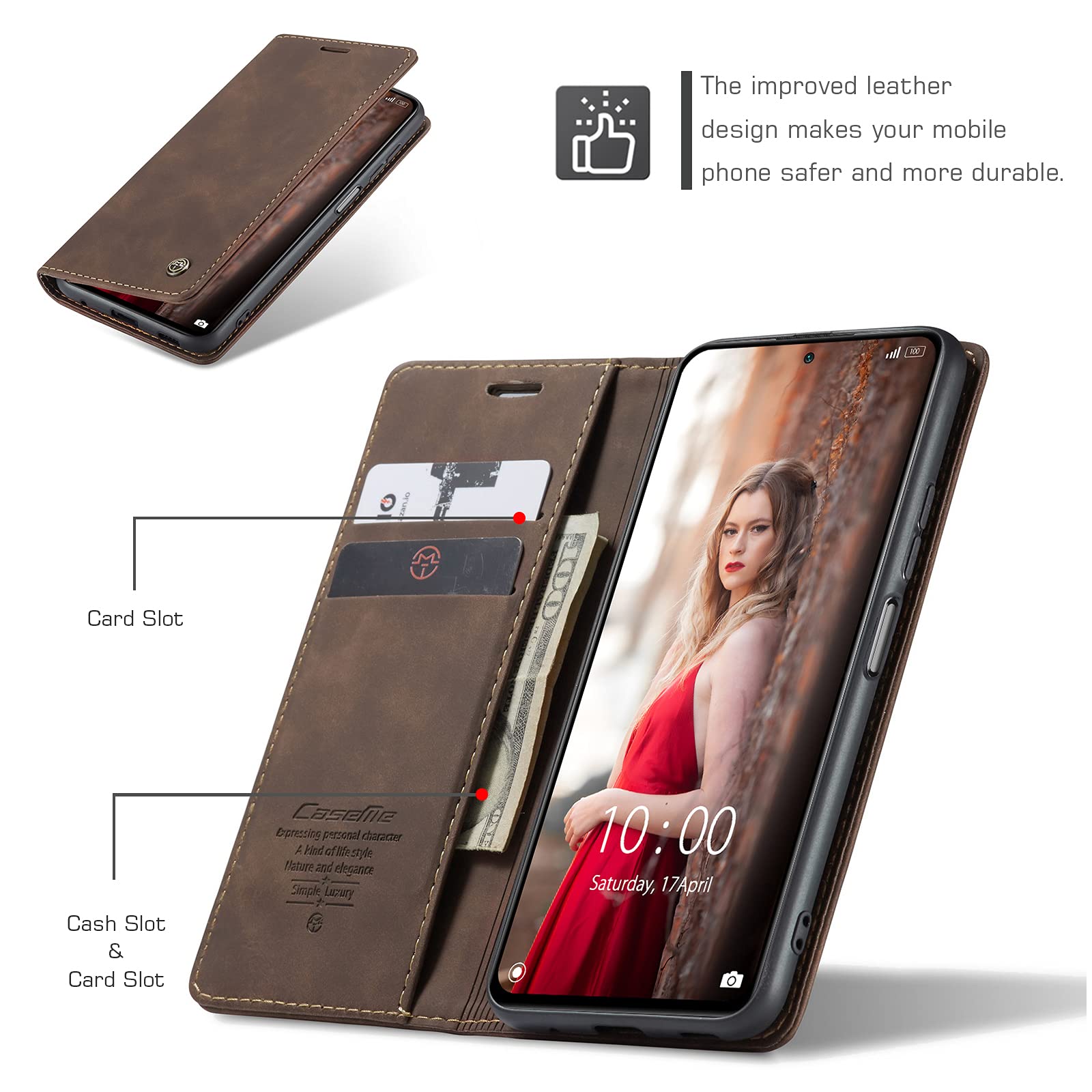 Cover Portafoglio In Pelle PU Per Redmi Note 10 Pro/Pro Max: Custodia Chocoyi Con Chiusura Magnetica, Slot Per Carte E Supporto (Colore: Blu) - 2