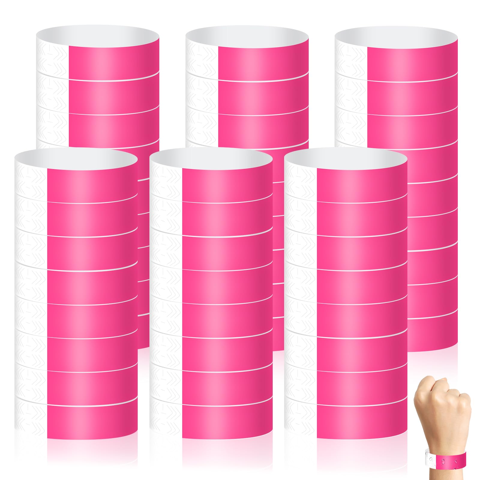 Minfuerang Pack of 400 Entrance Bands Paper, Waterproof Security Bands, Control Bands for Events, Parties, Concerts, Festivals, Water Park (Bright Pink)