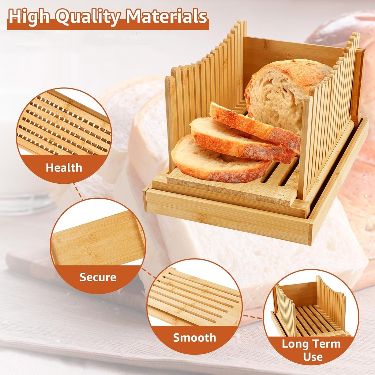 Guía de Rebanador de Pan, Cortadora de Pan Ajustable para Máquina de Corte de Pan Casera, Guía de Corte de Pan Plegable Fácil de Usar con Bandeja de Miga