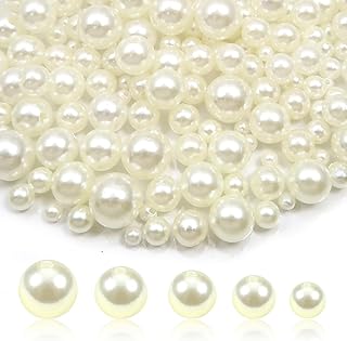 TOAOB 200pcs Pearl Beads for Jewelry Making 4mm to 12mm Beige Loose Pearls Craft Beads with Holes for DIY Craft Necklaces Bracelets Sewing Crafts Party Home Decoration