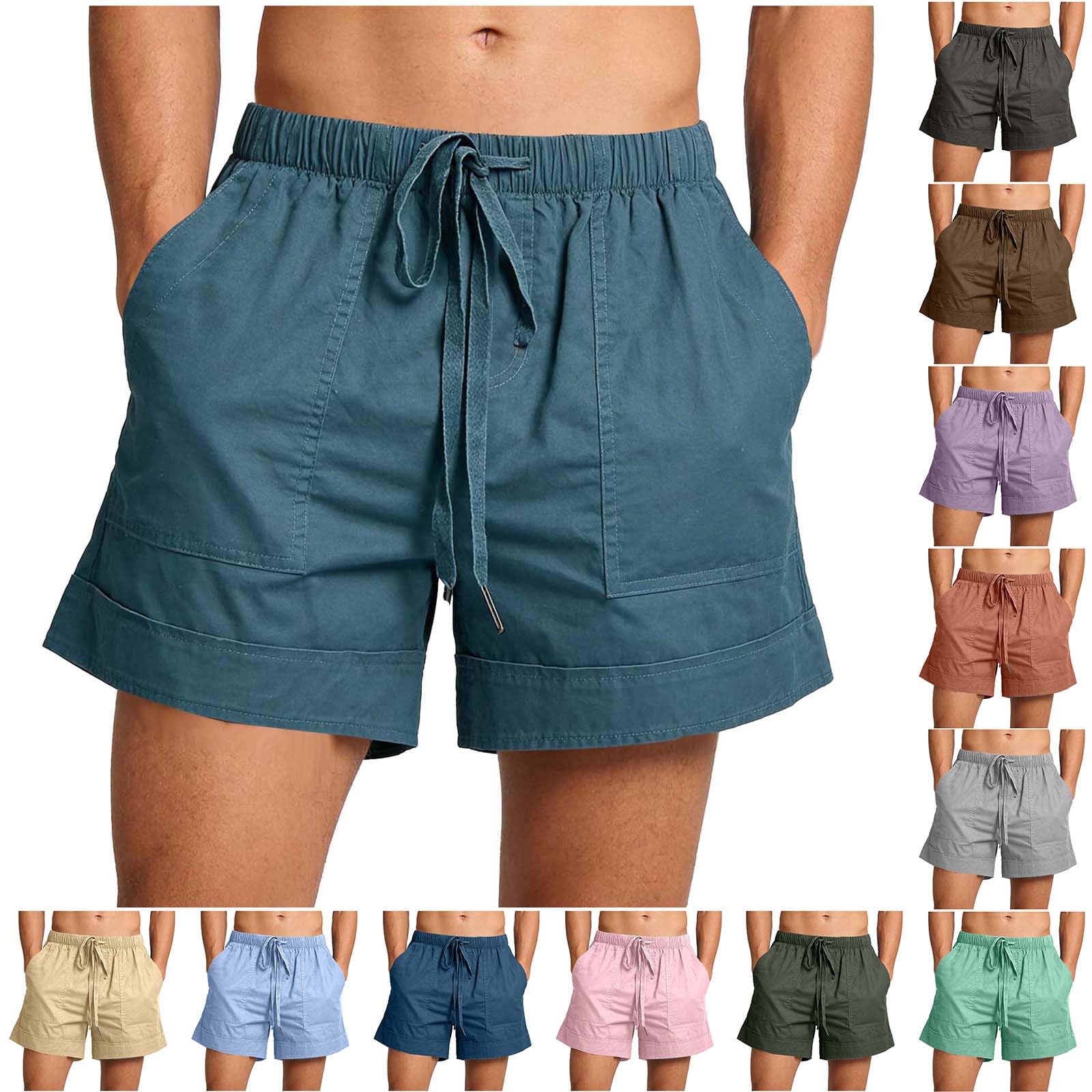 Guhmomh Shorts Herren Sommer Baumwolle Kurze Hosen Freizeithose Sporthose Sommerhose Badehose Atmungsaktiv Leicht Jogginghose Strand FreizeitLaufhose Baggy Wanderhose Bermuda Sommershorts Marine M