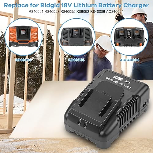 Miniatura 4 de Energup Cargador 18V R86092 para Ridgid 18V Batería AC840087P R840087 R840083 R840085 R840086 AC840089 AC840085 AC840086 Química Dual NiCad de iones