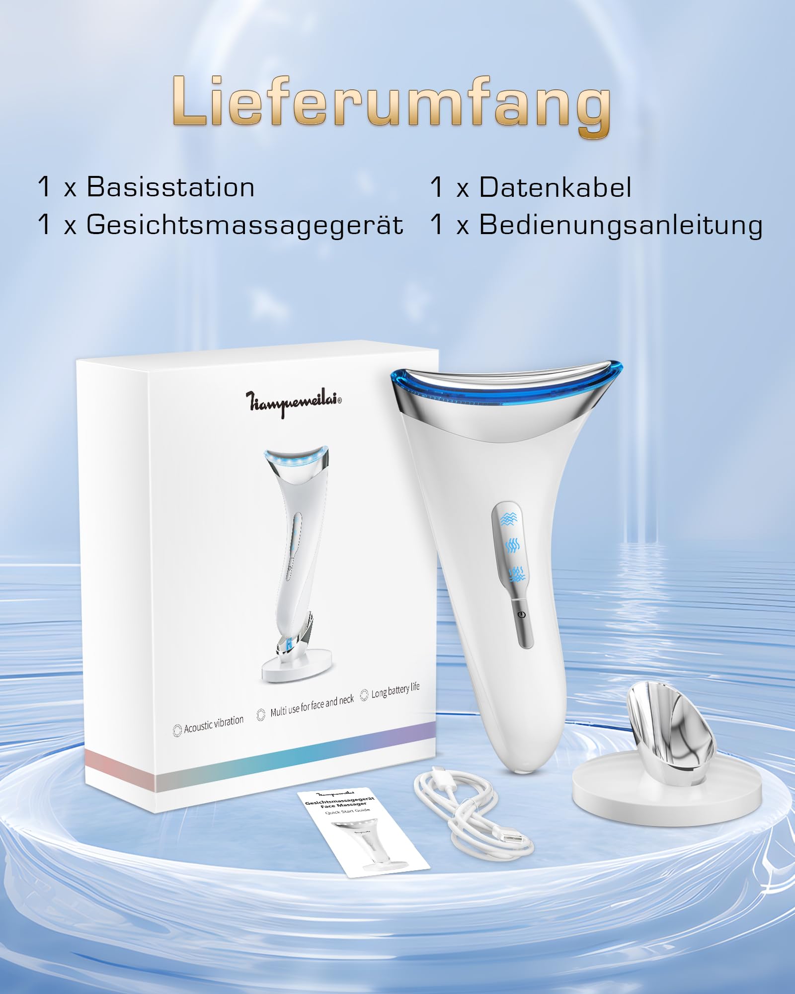 Gesicht Massagegerät Face Gerät Gesichtsmassagegerät: EMS Anti Falten Gesichtsgerät massage lifting mit 3 light Modi - 45℃ Beauty Tool LED Massagegerät Hautstraffung massager für Damen Herren