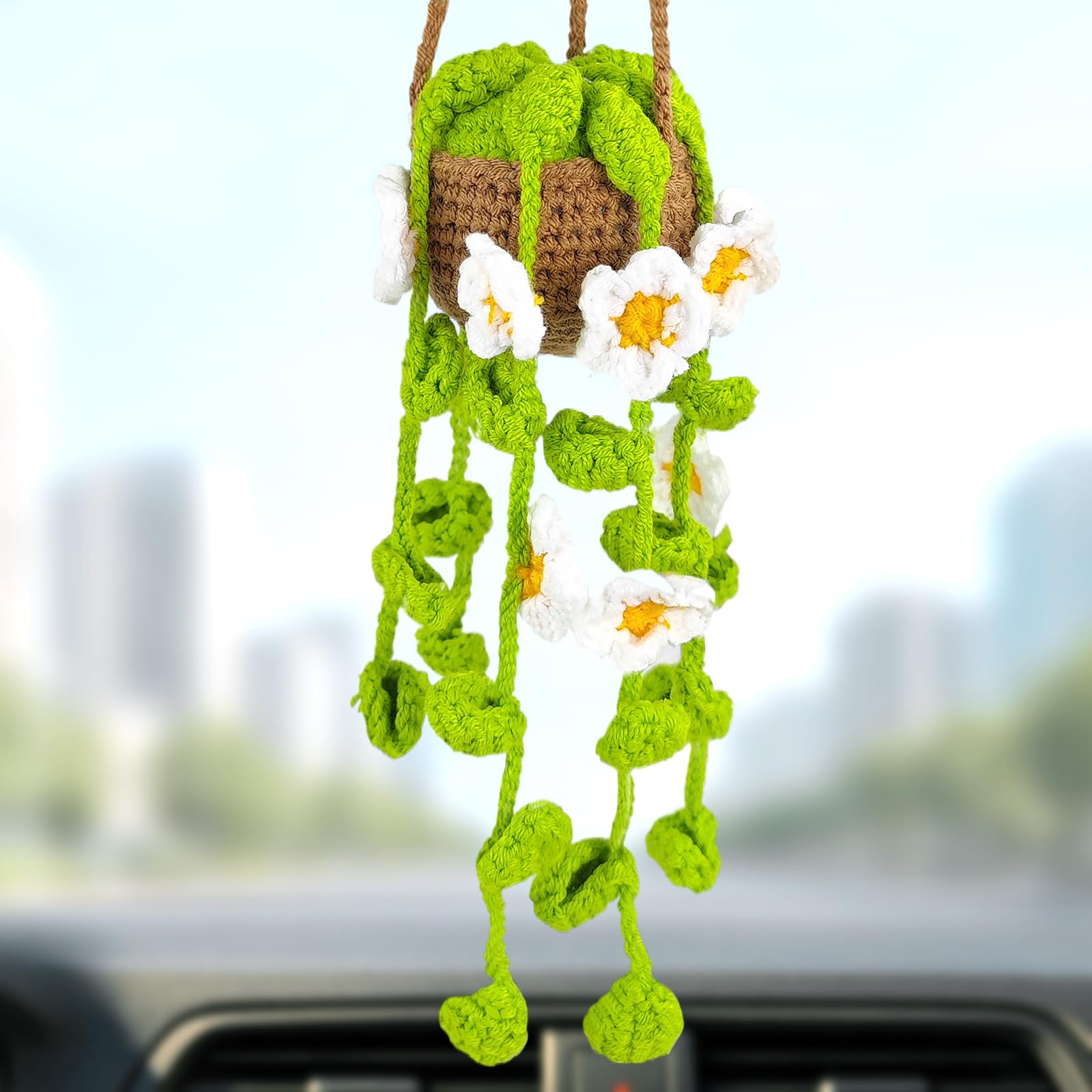 Amazon.com: HFZRZFH Crochet Plant for Car - Rear View Mirror