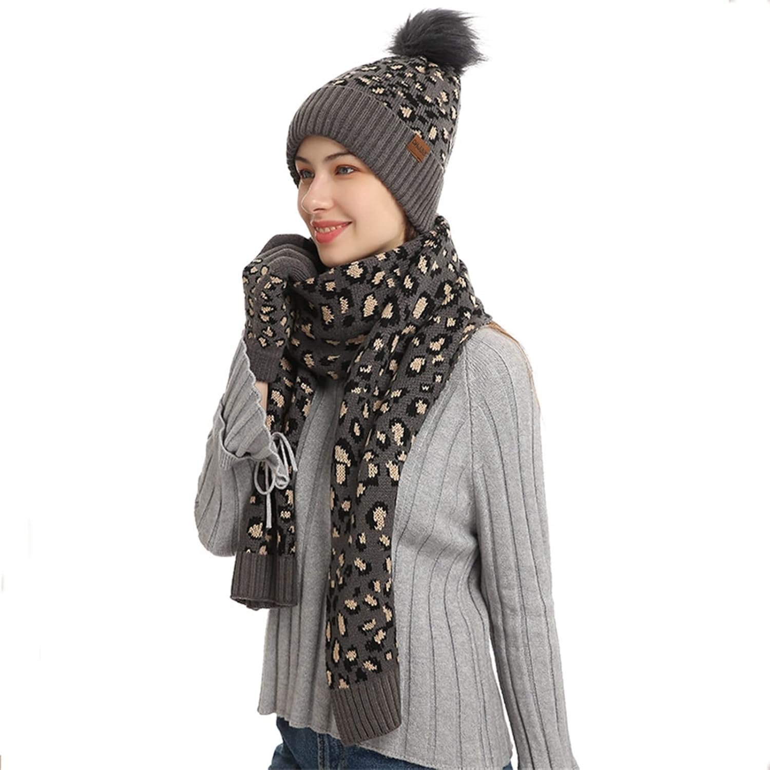 Winter Hat Scarf Gloves Set Women Winter Hat Scarf and Gloves Set Soft Warm 3 PCS for Women Men