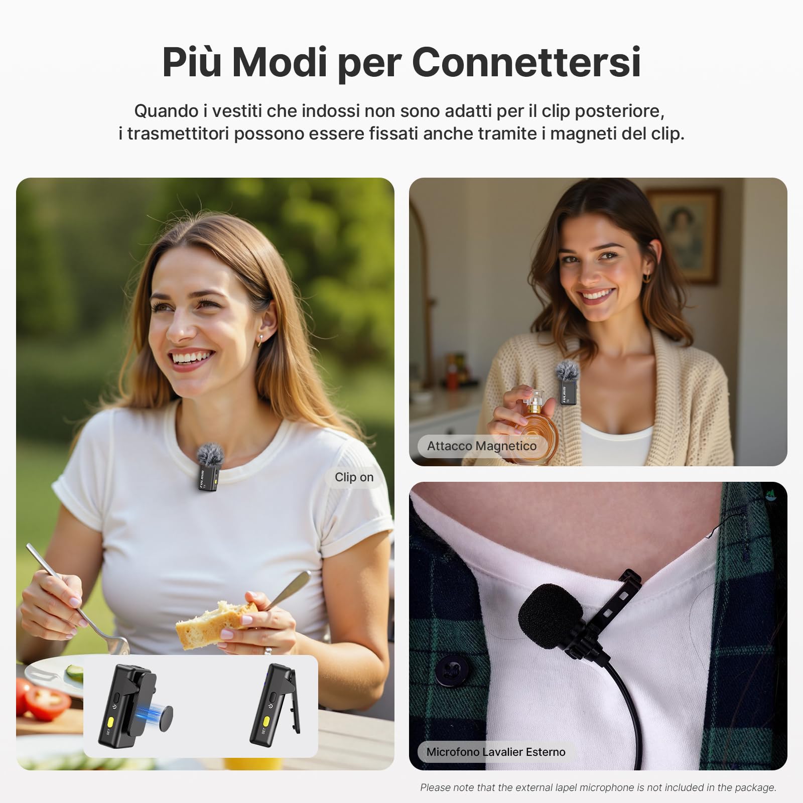 FULAIM X6 Sistema Microfonico Wireless Digitale Compatto per 4 Persone per Fotocamere e Smartphone (2,4 GHz) - Ideale per Interviste, Vlogging, Podcast, Lezioni Online, Live Streaming e Riprese Video