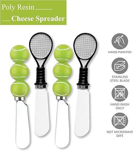 Miniatura 4 de Mango de resina pintado a mano de 4 piezas con hoja de acero inoxidable esparcidor de quesocuchillo esparcidor de mantequilla, surtido (tenis)