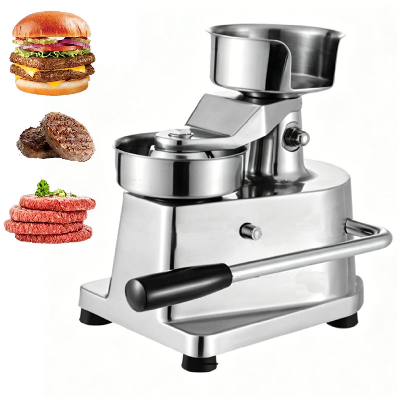 Eoweiot Heavy Duty Burger Patty Maker Stainless Steel Manual Burger Maker for Stuffed Burgers & Beef Patties, Commercial & Home (5 Inch)