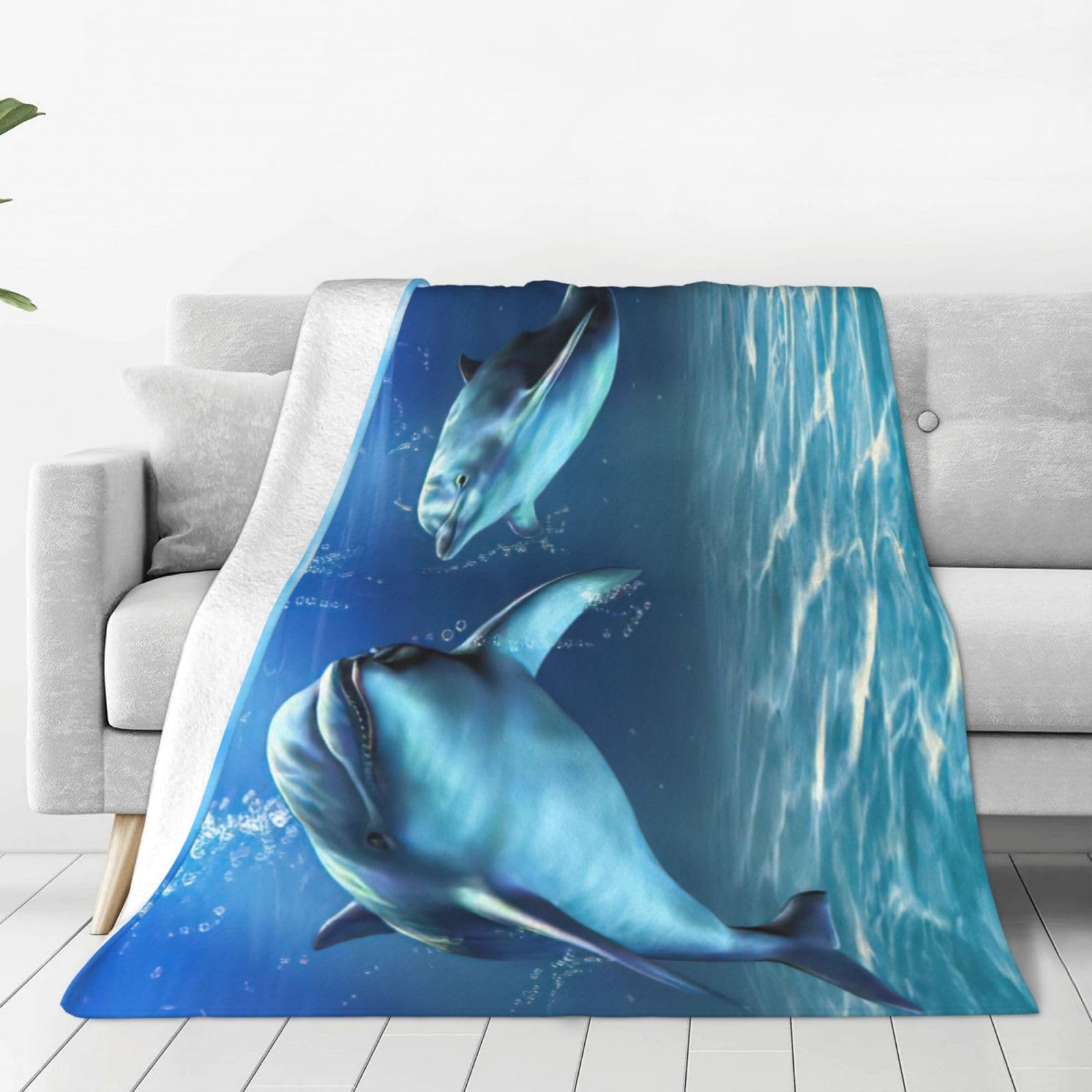 Couverture polaire dauphins contre le froid plaid lit canapé