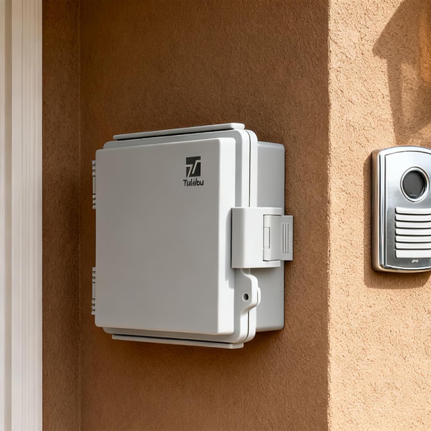 IP67 Waterproof Junction Box with Grey Hinged Cover, ABS Plastic Electrical Enclosure with Mounting Plate & Wall Brackets for Outdoor Use (5.9"x5.9"x3.5")