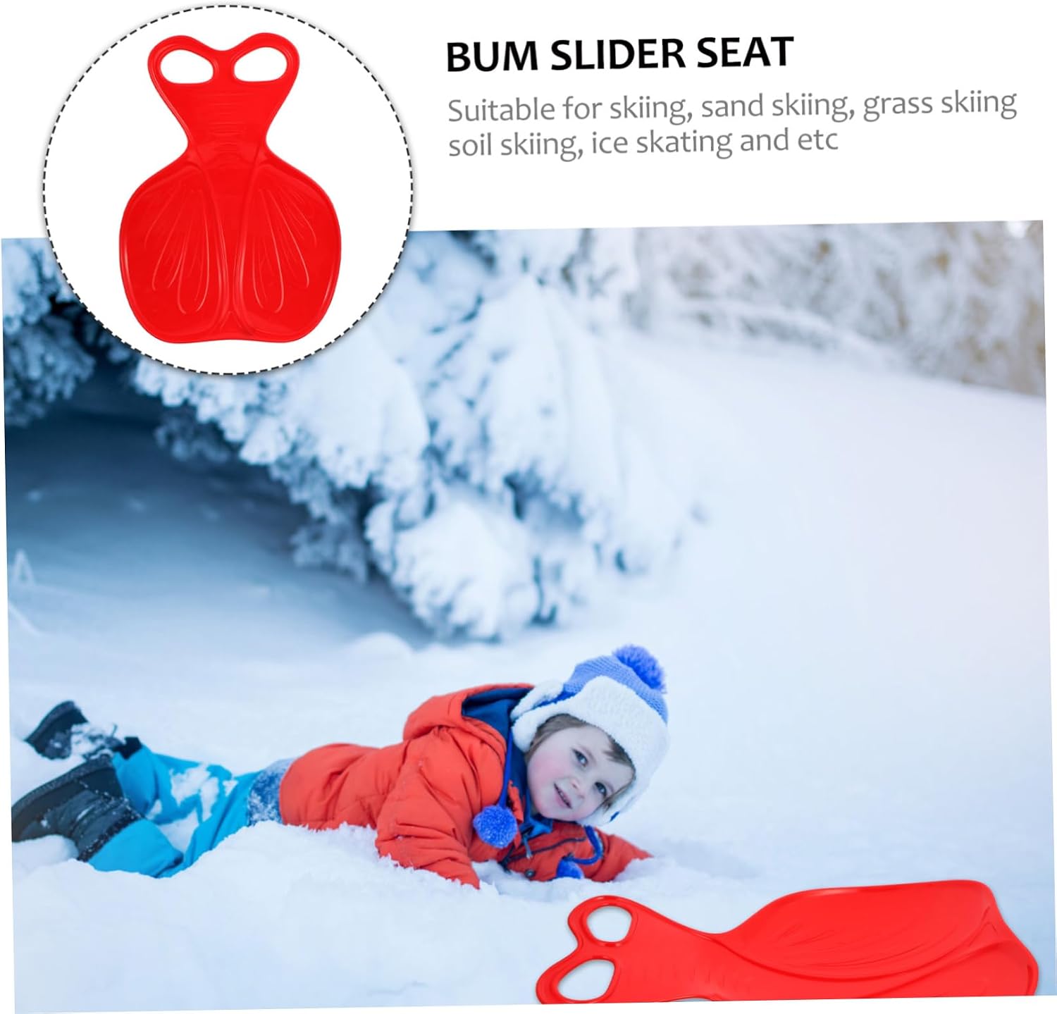 Grass Skiing Boys and Girls Bum Slider Seat Snowboard Sled for Boys and Girls Portable Pe Material Sled Random Color