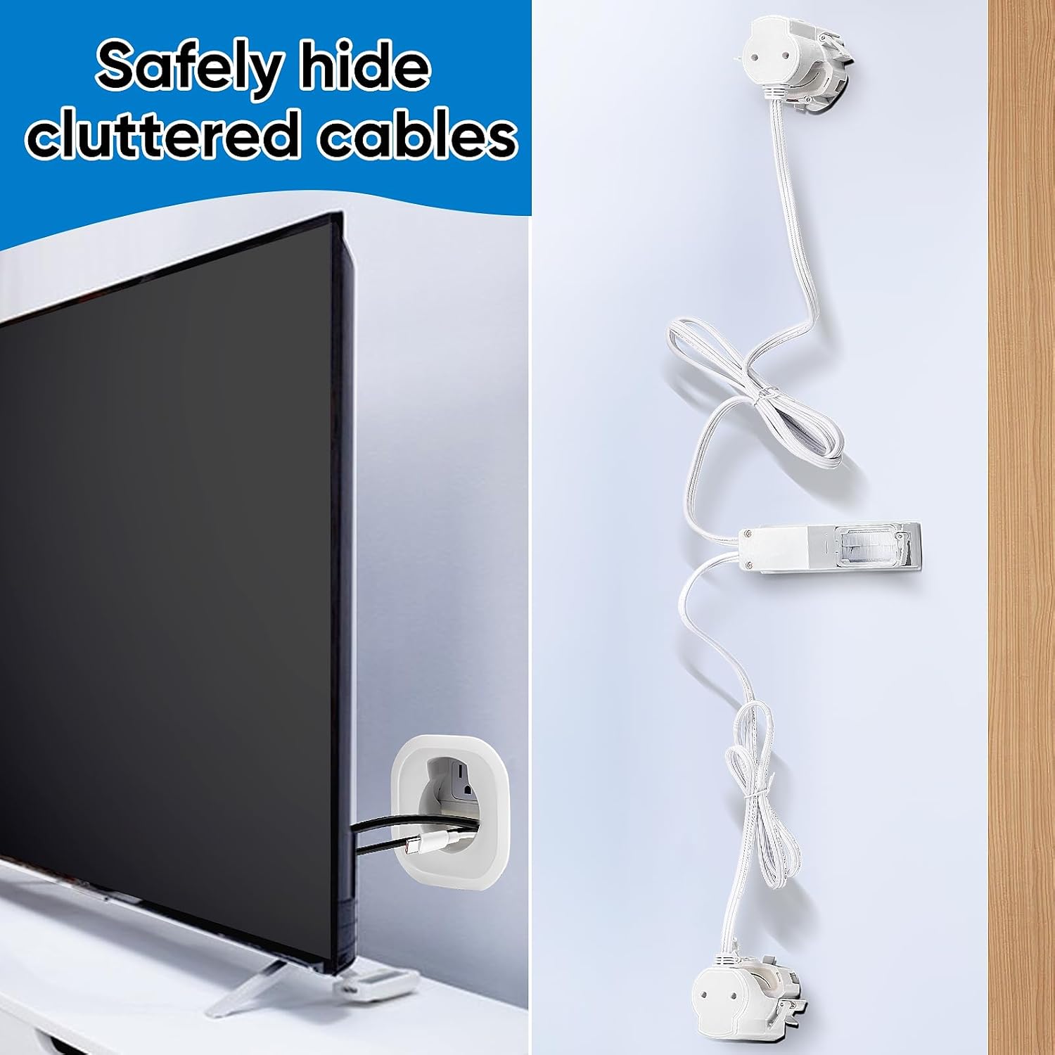 in Wall Cable Management Kit, Cord Hider for Wall Mounted TV & Soundbar - Includes Power & Low Voltage Cable Management and Circle Saw Drilling Attachment & Drywall Hand Saw