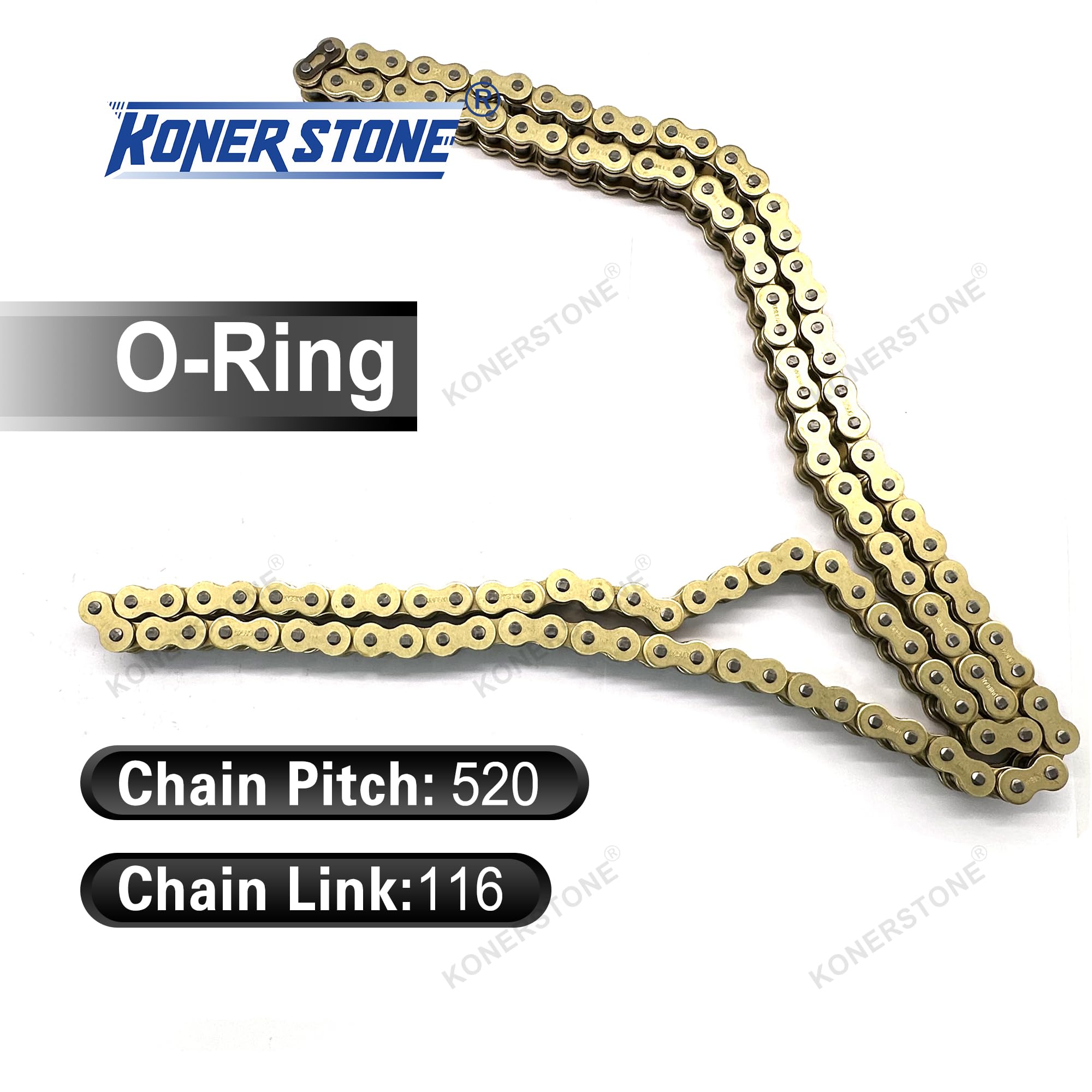 Cadena de Transmisión O-Ring 520-116 Eslabones con Eslabón de Conexión Rápida para Ya.ma.ha DT400 1975-1978 XT500 1976-1983 SRX600 1986 XJ600S Seca II 1992-1998 XT600 1984-1992 Oro