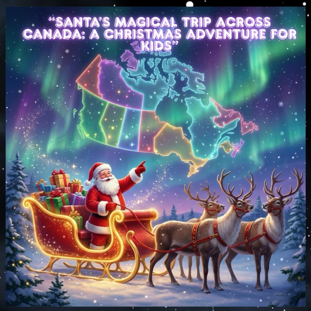 “Santa’s Magical Trip Across Canada: A Christmas Adventure for Kids”: “Discover 50 Famous Canadian Places with Santa Claus in Cute, Colorful Storybook Illustrations for Children”