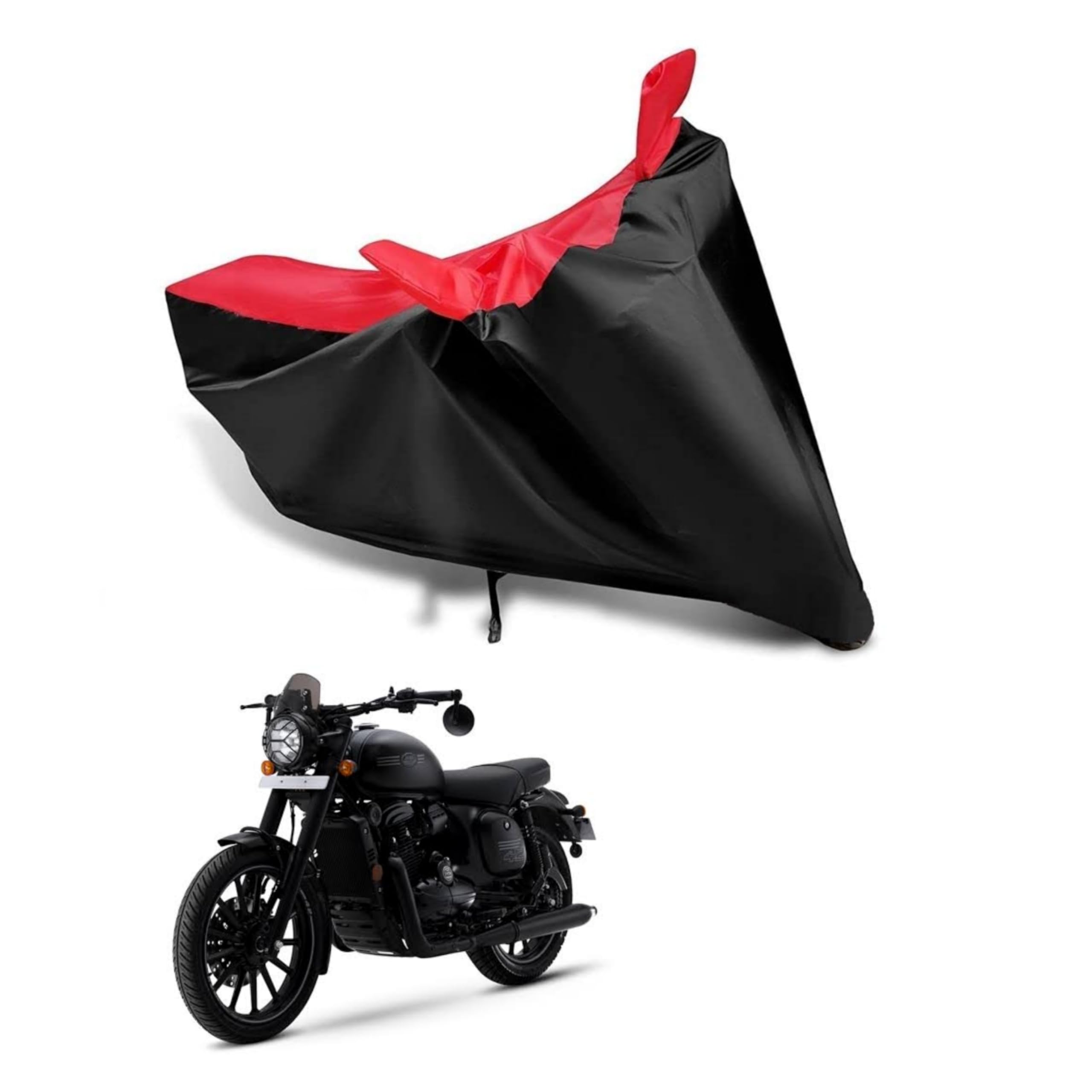 KEDIT ™-New Jawa 42 Water Resistant - UV Protection & Dust Proof Full Bike - Scooty Two Wheeler Body Cover for Jawa 42 Red Black Colour KKA-377