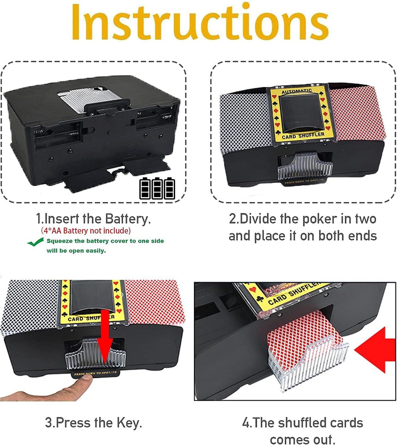 Mélangeur De Cartes électronique – 1 Ou 2 Ponts – Automatique – Piles AA – Pour Poker, Bridge – Réunions Familiales